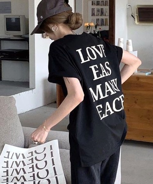 SHEENA(シーナ)の「バックメッセージロゴオーバーサイズTシャツ(Tシャツ/カットソー・レディース・ホワイト/ブラック/グレー・M)」の14枚目の写真