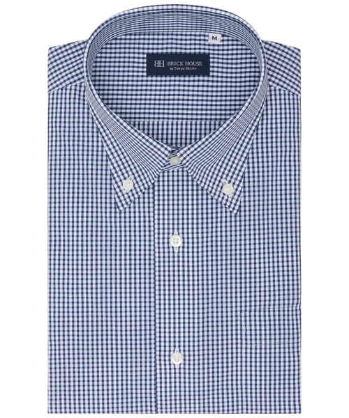 TOKYO SHIRTS(トウキョウシャツ)の「【吸水速乾】 形態安定ノンアイロン ボタンダウン 半袖ビジネスワイシャツ(ビジネスシャツ・メンズ・ネイビー・首回り37cm/首回り39cm/首回り42cm/首回り41cm/首回り43cm)」の1枚目の写真