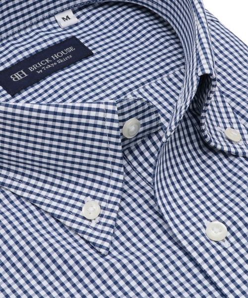 TOKYO SHIRTS(トウキョウシャツ)の「【吸水速乾】 形態安定ノンアイロン ボタンダウン 半袖ビジネスワイシャツ(ビジネスシャツ・メンズ・ネイビー・首回り37cm/首回り39cm/首回り42cm/首回り41cm/首回り43cm)」の2枚目の写真