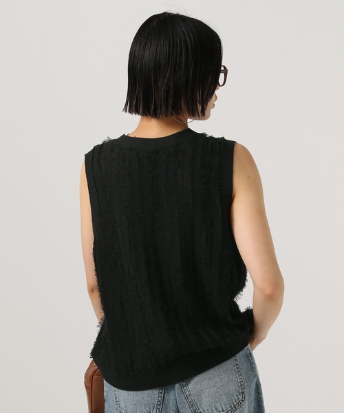 BAYFLOW(ベイフロー)の「カットフリンジニットベスト(ベスト・レディース・ブルー/アイボリー/ブラック・FREE)」の14枚目の写真