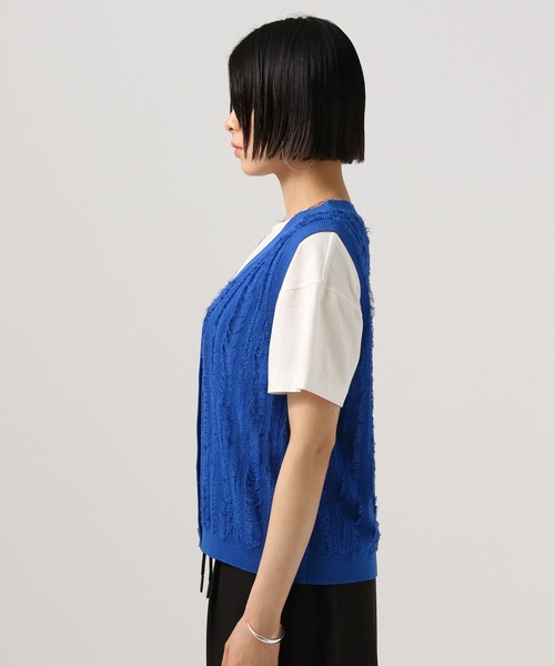 BAYFLOW(ベイフロー)の「カットフリンジニットベスト(ベスト・レディース・ブルー/アイボリー/ブラック・FREE)」の18枚目の写真