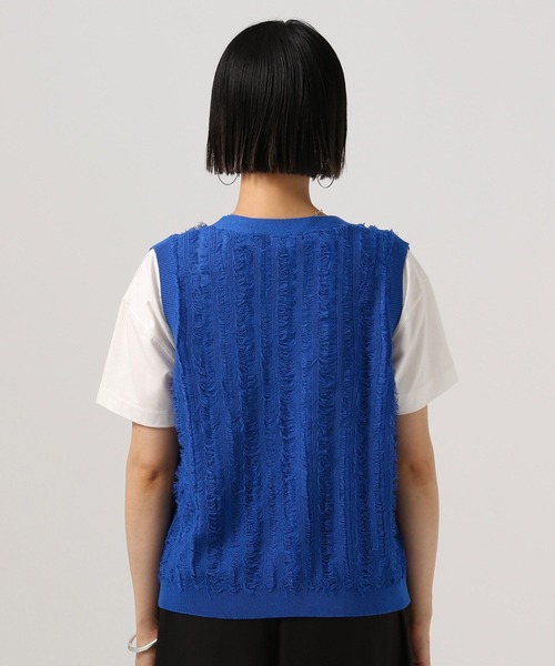 BAYFLOW(ベイフロー)の「カットフリンジニットベスト(ベスト・レディース・ブルー/アイボリー/ブラック・FREE)」の19枚目の写真