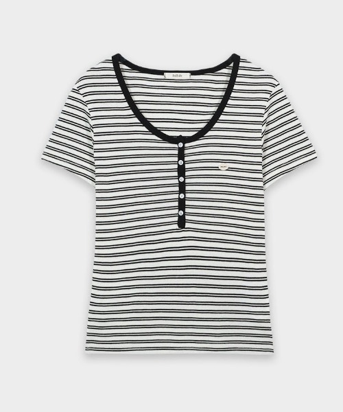 BEIDELLI（ベイデリー）の「[MADE] ストライプUネック半袖Tシャツ（Tシャツ/カットソー・レディース・キャメル/ピンク/ネイビー/ブラック/ブルー/グレー・FREE）」の19枚目の写真