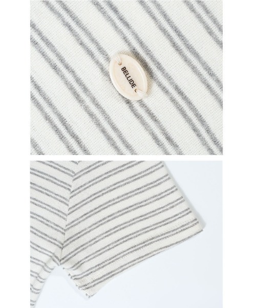BEIDELLI（ベイデリー）の「[MADE] ストライプUネック半袖Tシャツ（Tシャツ/カットソー・レディース・キャメル/ピンク/ネイビー/ブラック/ブルー/グレー・FREE）」の16枚目の写真