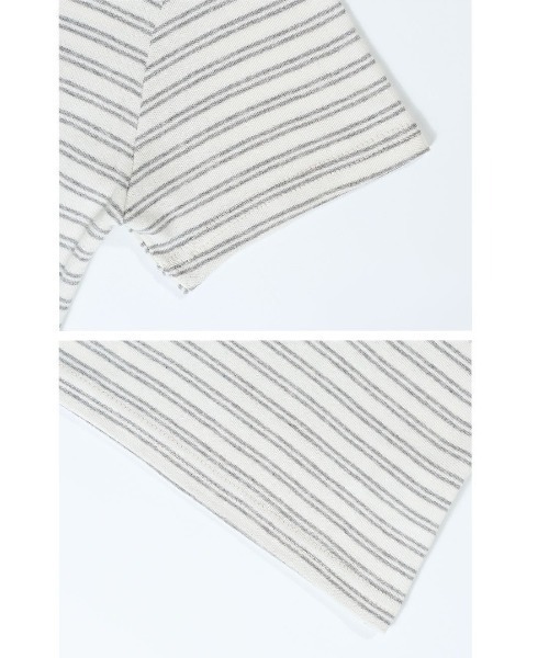 BEIDELLI（ベイデリー）の「[MADE] ストライプUネック半袖Tシャツ（Tシャツ/カットソー・レディース・キャメル/ピンク/ネイビー/ブラック/ブルー/グレー・FREE）」の14枚目の写真