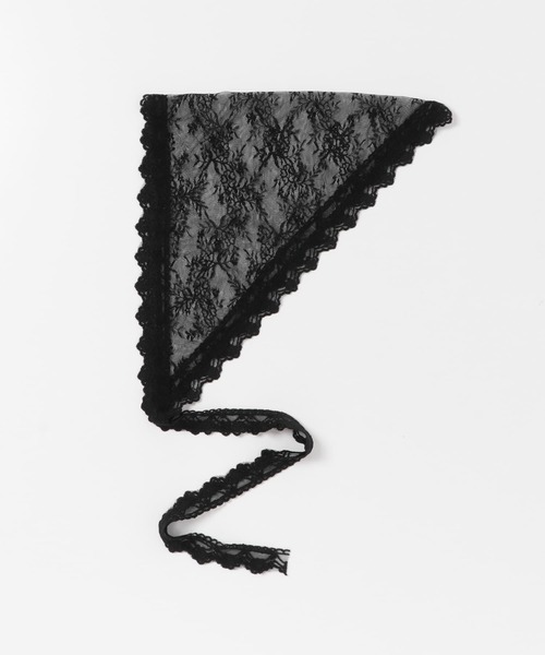 SMELLY(スメリー)の「スカラップレースバブーシュカ(バンダナ/スカーフ・レディース・ブラック/アイボリー・-)」の10枚目の写真