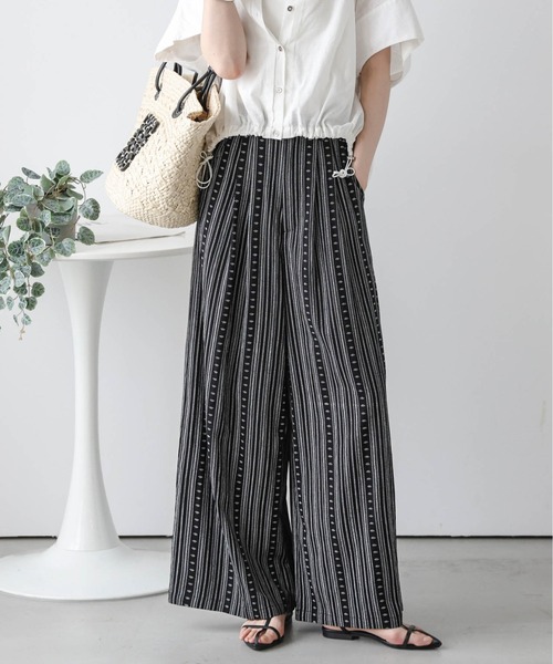 La-gemme(ラジェム)の「リネンライクワイドパンツ(その他パンツ・レディース・ホワイト/ブラック・L/M)」の2枚目の写真