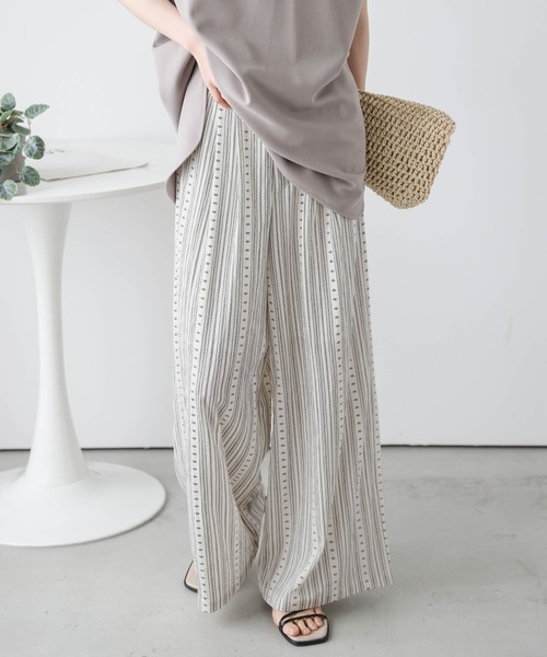 La-gemme(ラジェム)の「リネンライクワイドパンツ(その他パンツ・レディース・ホワイト/ブラック・L/M)」の3枚目の写真