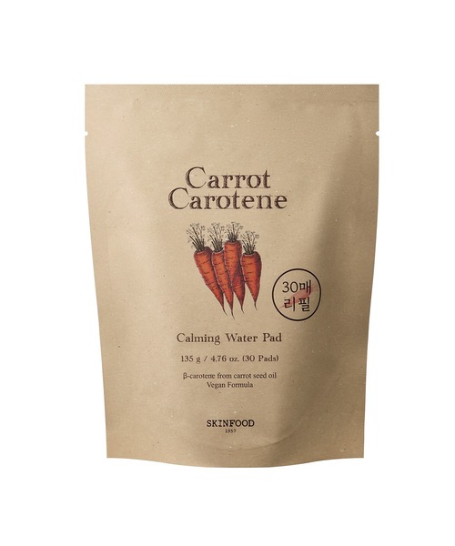 SKINFOOD（スキンフード）の「キャロットカロテン カーミングウォーターパッド (リフィル)30枚入り（化粧水・メンズ・その他・FREE）」の3枚目の写真