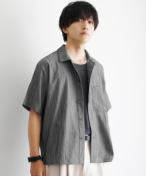 MinoriTY（マイノリティ）の「【MinoriTY】リネンタッチルーズシャツ オーバーサイズ ルーズフィット メンズ 夏服（シャツ/ブラウス・メンズ・ブラック/ライトブラック/ブルーグレー・M/L）」の13枚目の写真
