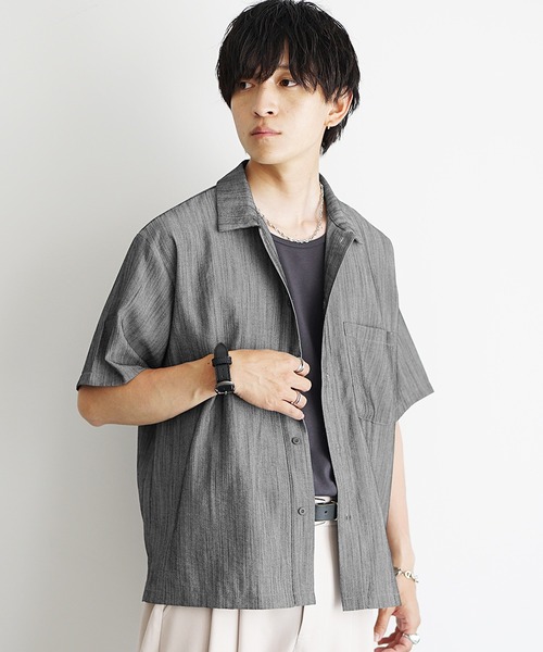 MinoriTY（マイノリティ）の「【MinoriTY】リネンタッチルーズシャツ オーバーサイズ ルーズフィット メンズ 夏服（シャツ/ブラウス・メンズ・ブラック/ライトブラック/ブルーグレー・M/L）」の14枚目の写真
