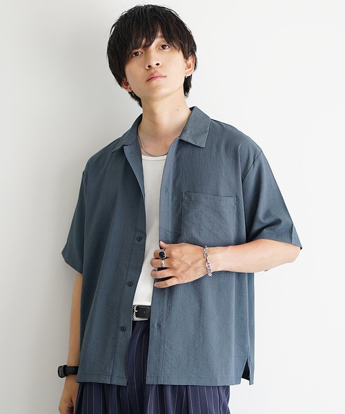 MinoriTY（マイノリティ）の「【MinoriTY】リネンタッチルーズシャツ オーバーサイズ ルーズフィット メンズ 夏服（シャツ/ブラウス・メンズ・ブラック/ライトブラック/ブルーグレー・M/L）」の16枚目の写真