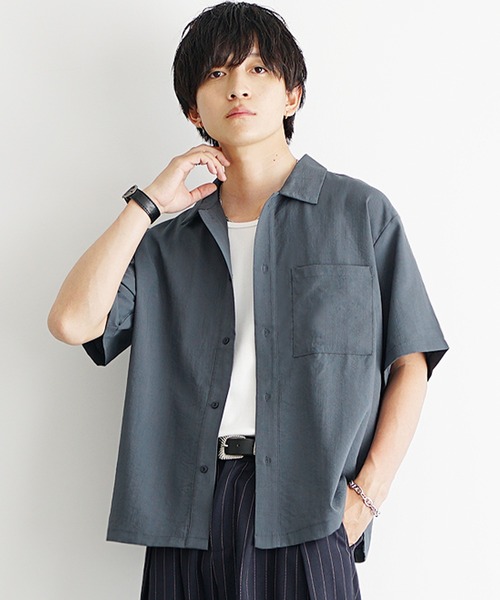 MinoriTY（マイノリティ）の「【MinoriTY】リネンタッチルーズシャツ オーバーサイズ ルーズフィット メンズ 夏服（シャツ/ブラウス・メンズ・ブラック/ライトブラック/ブルーグレー・M/L）」の17枚目の写真