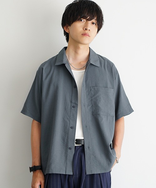 MinoriTY（マイノリティ）の「【MinoriTY】リネンタッチルーズシャツ オーバーサイズ ルーズフィット メンズ 夏服（シャツ/ブラウス・メンズ・ブラック/ライトブラック/ブルーグレー・M/L）」の18枚目の写真