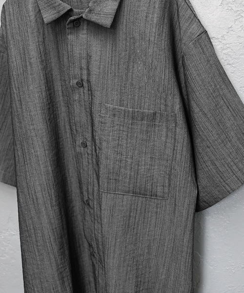 MinoriTY（マイノリティ）の「【MinoriTY】リネンタッチルーズシャツ オーバーサイズ ルーズフィット メンズ 夏服（シャツ/ブラウス・メンズ・ブラック/ライトブラック/ブルーグレー・M/L）」の9枚目の写真