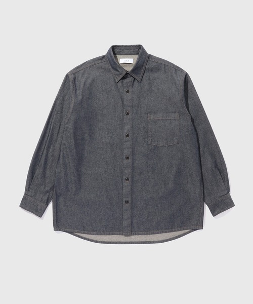 ADAM ET ROPE'(アダムエロペ)の「【ZOZO限定】ルーズフィット デニム シャツ / セットアップ対応 / ユニセックス ≪Made by ZOZO≫(シャツ/ブラウス・メンズ・ブラック/ベージュ系その他/ダークブラウン/ネイビー・M/L/XL)」の4枚目の写真