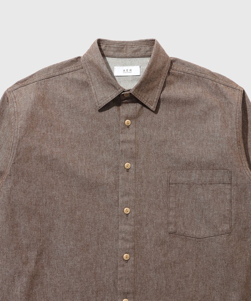 ADAM ET ROPE'(アダムエロペ)の「【ZOZO限定】ルーズフィット デニム シャツ / セットアップ対応 / ユニセックス ≪Made by ZOZO≫(シャツ/ブラウス・メンズ・ブラック/ベージュ系その他/ダークブラウン/ネイビー・M/L/XL)」の5枚目の写真