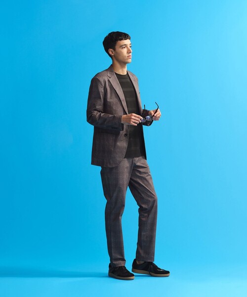 MACKINTOSH PHILOSOPHY（ﾏｯｷﾝﾄｯｼｭ ﾌｨﾛｿﾌｨｰ）の「テーラードジャージーパンツ ツイル/チェックプリントメッシュ（その他パンツ・メンズ・チャコールグレー/ネイビー/グレー/ブルー系その他7・42/40/38）」の5枚目の写真