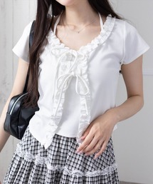 clear | インナー付きフリルカットソートップス［フェミニン カジュアル レイヤード］≪SS新作≫(Tシャツ/カットソー)