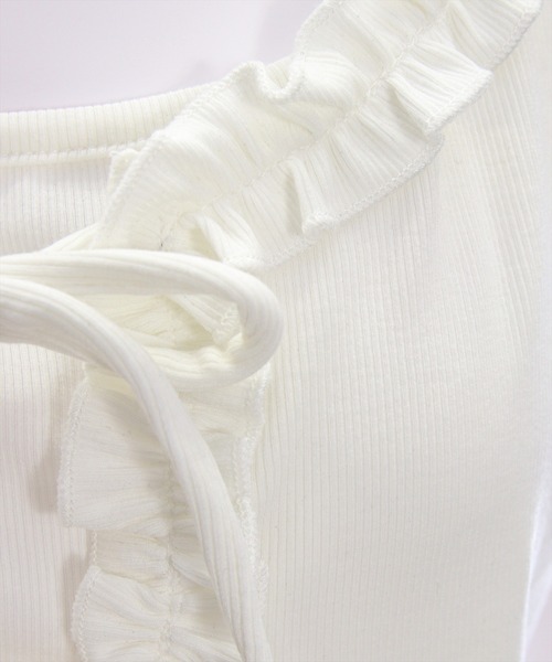 clear（クリア）の「インナー付きフリルカットソートップス［フェミニン カジュアル レイヤード］（Tシャツ/カットソー・レディース・オフホワイト/イエロー/ブラック・F）」の15枚目の写真