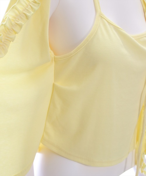 clear（クリア）の「インナー付きフリルカットソートップス［フェミニン カジュアル レイヤード］（Tシャツ/カットソー・レディース・オフホワイト/イエロー/ブラック・F）」の12枚目の写真