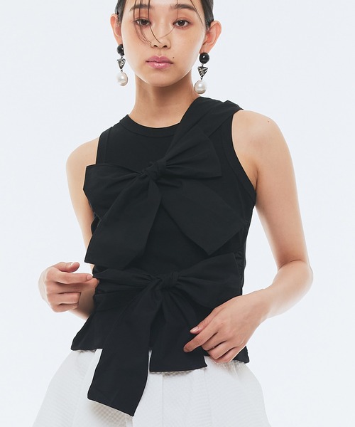 Narcissus(ナルシス)の「リボンタンクトップ《動画あり》(タンクトップ・レディース・ホワイト/ブラック・FREE)」の16枚目の写真