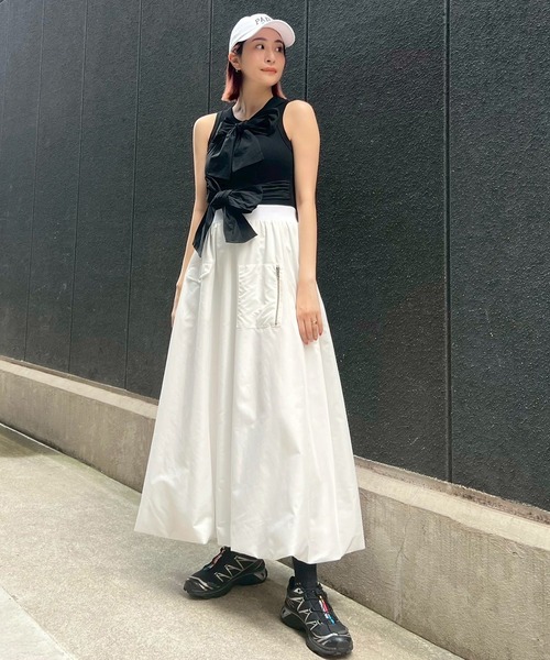 Narcissus(ナルシス)の「リボンタンクトップ《動画あり》(タンクトップ・レディース・ホワイト/ブラック・FREE)」の18枚目の写真