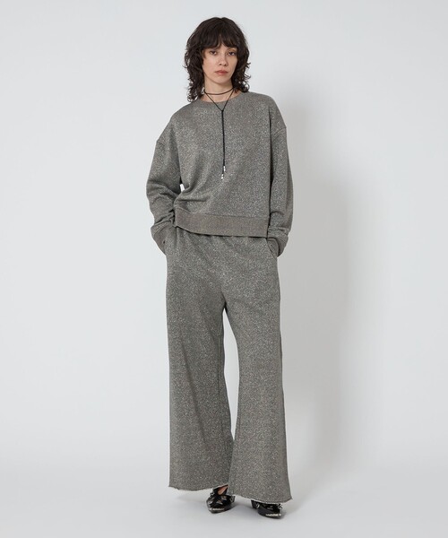 ASTRAET(アストラット)の「<ASTRAET>ラメ ウラケ スウェットワイドパンツ(その他パンツ・レディース・ライトグレー/ダークグレー・1/0)」の4枚目の写真