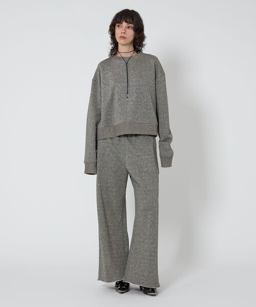 ASTRAET(アストラット)の「<ASTRAET>ラメ ウラケ スウェットワイドパンツ(その他パンツ・レディース・ライトグレー/ダークグレー・1/0)」の5枚目の写真