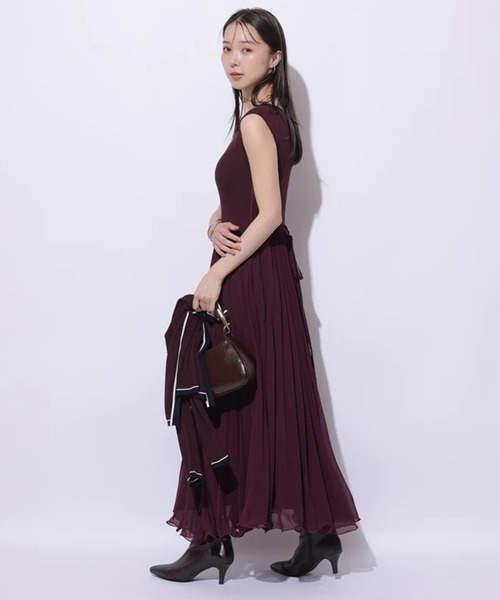 Mystrada（マイストラーダ）の「プリーツメロードッキングワンピース（ワンピース・レディース・ネイビー/レッド系その他3/キャメル/ピンク・38/36/34）」の6枚目の写真