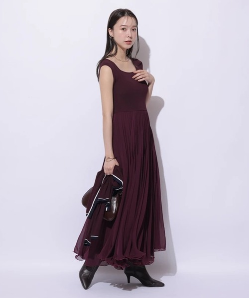 Mystrada（マイストラーダ）の「プリーツメロードッキングワンピース（ワンピース・レディース・ネイビー/レッド系その他3/キャメル/ピンク・38/36/34）」の9枚目の写真