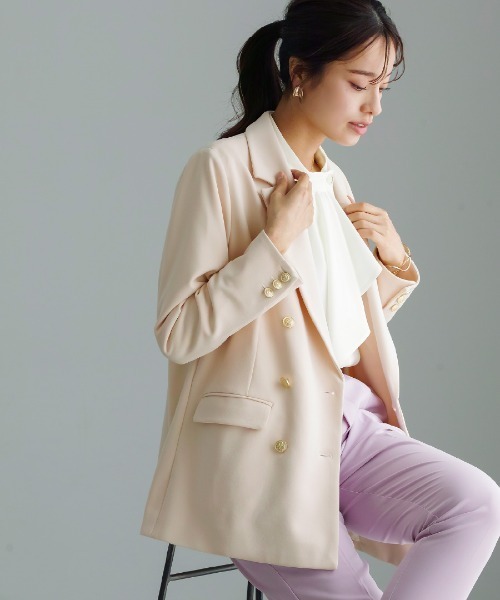 WHITE JOOLA（ホワイトジョーラ）の「【 洗える 】  ソフトツイル・アシンメトリーフリルブラウス（シャツ/ブラウス・レディース・ベージュ/サックスブルー/オフホワイト・S/M/L）」の5枚目の写真