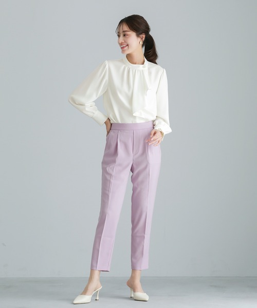 WHITE JOOLA（ホワイトジョーラ）の「【 クチュールライク 】  ソフトツイル・アシンメトリーフリルブラウス（シャツ/ブラウス・レディース・ベージュ/サックスブルー/オフホワイト・S/M/L）」の6枚目の写真