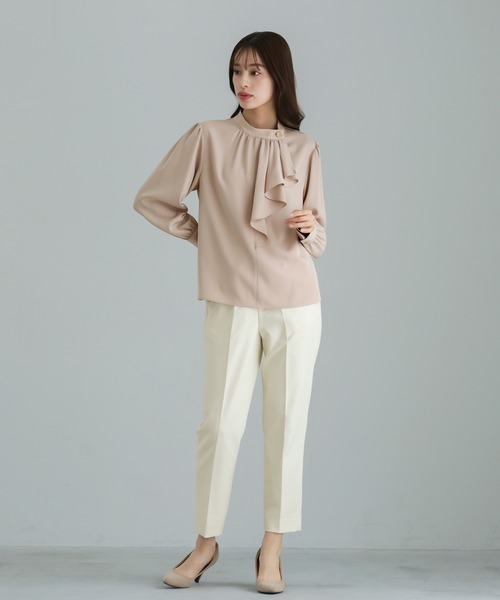 WHITE JOOLA（ホワイトジョーラ）の「【 クチュールライク 】  ソフトツイル・アシンメトリーフリルブラウス（シャツ/ブラウス・レディース・ベージュ/サックスブルー/オフホワイト・S/M/L）」の11枚目の写真