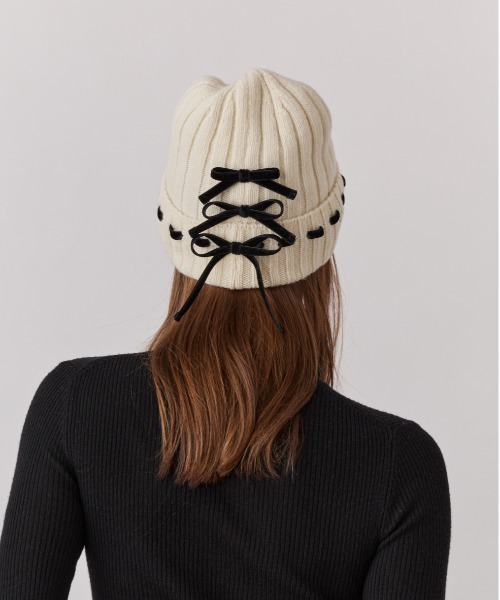 Chapeau d' O（シャポードオー）の「Chapeau d' O  Triple Ribbon Knit Watch / シャポードオー（ニットキャップ/ビーニー・レディース・グレー/ホワイト/ピンク・FREE）」の14枚目の写真