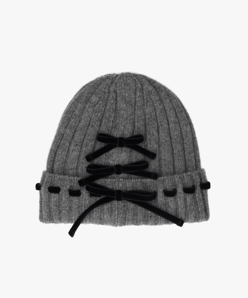 Chapeau d' O（シャポードオー）の「Chapeau d' O  Triple Ribbon Knit Watch / シャポードオー（ニットキャップ/ビーニー・レディース・グレー/ホワイト/ピンク・FREE）」の4枚目の写真