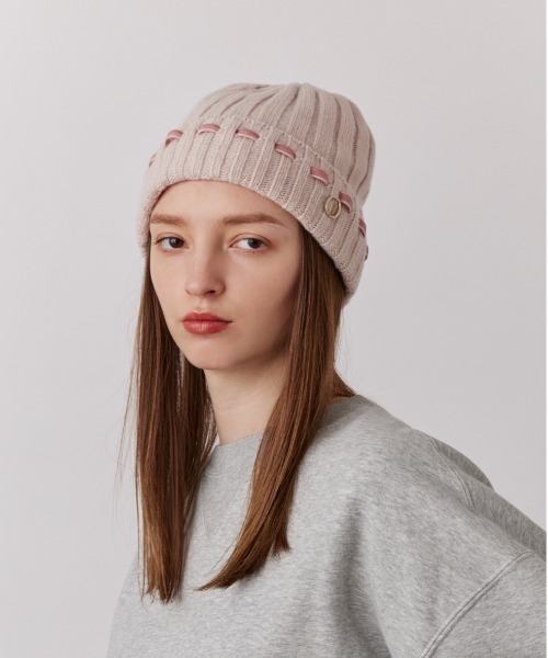 Chapeau d' O（シャポードオー）の「Chapeau d' O  Triple Ribbon Knit Watch / シャポードオー（ニットキャップ/ビーニー・レディース・グレー/ホワイト/ピンク・FREE）」の7枚目の写真