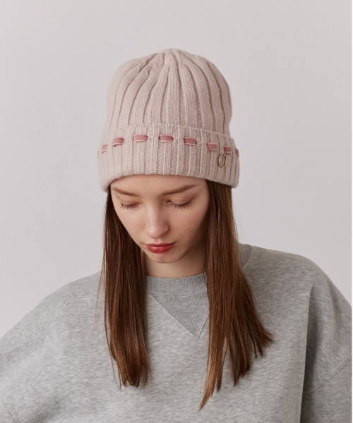 Chapeau d' O（シャポードオー）の「Chapeau d' O  Triple Ribbon Knit Watch / シャポードオー（ニットキャップ/ビーニー・レディース・グレー/ホワイト/ピンク・FREE）」の8枚目の写真