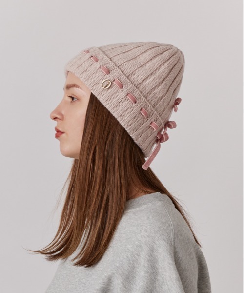 Chapeau d' O（シャポードオー）の「Chapeau d' O  Triple Ribbon Knit Watch / シャポードオー（ニットキャップ/ビーニー・レディース・グレー/ホワイト/ピンク・FREE）」の9枚目の写真