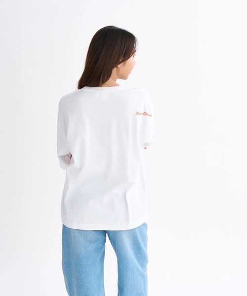 ROXY(ロキシー)の「BELLIS S/S TEE /ロキシーフラワー刺繍ドロップショルダークルーネック半袖Tシャツ(Tシャツ/カットソー・レディース・ブラック/ピンク/ホワイト/ベージュ・LARGE/MEDIUM/SMALL)」の12枚目の写真