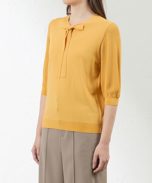 amaca（アマカ）の「バルキーレーヨンボウタイニット（ニット/セーター・レディース・イエロー系その他3/ダークネイビー・38/40）」の8枚目の写真