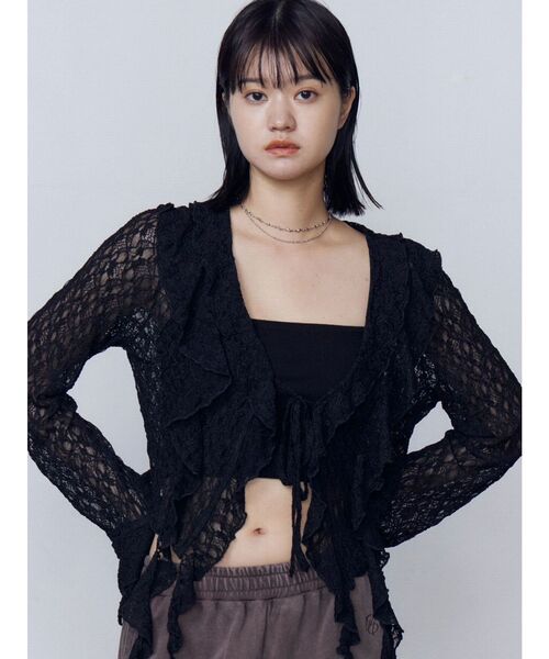 EMODA（エモダ）の「ラッフルハングクロップドブラウス（シャツ/ブラウス・レディース・ブラック/グレー/ベージュ・FREE）」の12枚目の写真