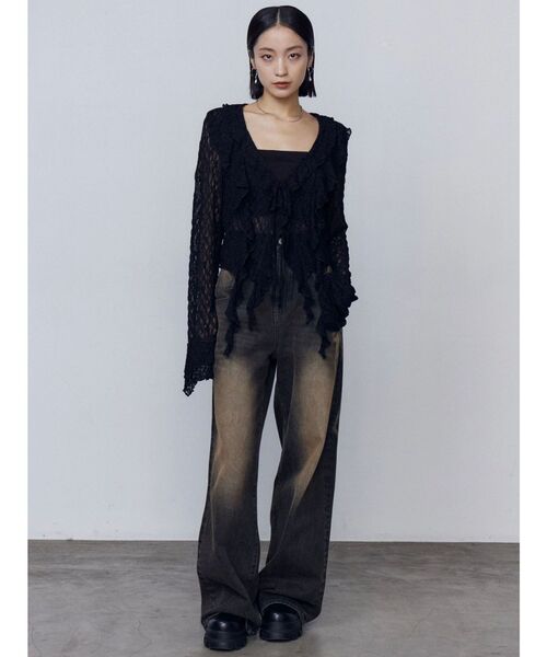 EMODA（エモダ）の「ラッフルハングクロップドブラウス（シャツ/ブラウス・レディース・ブラック/グレー/ベージュ・FREE）」の21枚目の写真