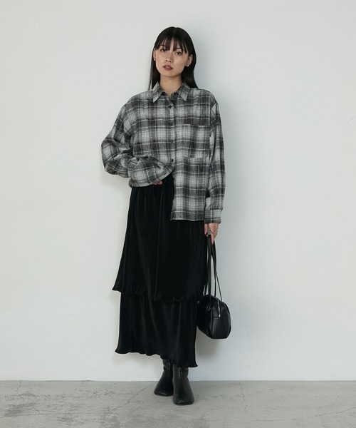 forksy.(フォルクシー)の「【forksy.】ブリーチ加工オンブレチェックオーバーサイズシャツ(シャツ/ブラウス・レディース・ブルー系/ブラック系/イエロー系・FREE)」の11枚目の写真