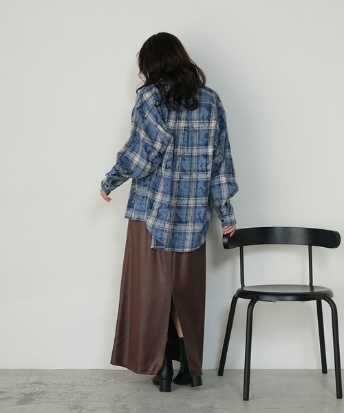 forksy.(フォルクシー)の「【forksy.】ブリーチ加工オンブレチェックオーバーサイズシャツ(シャツ/ブラウス・レディース・ブルー系/ブラック系/イエロー系・FREE)」の21枚目の写真