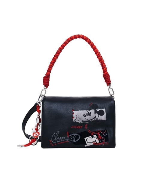 d*7様 ミッキーマウス ショルダーバッグ W4 ミッキーマウスプリントショルダーバッグ ミニ ブラック
