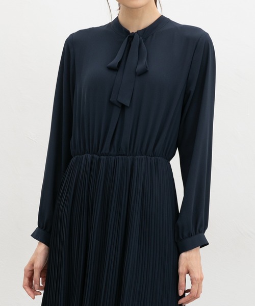 Honeys（ハニーズ）の「ボウタイワンピース（ワンピース・レディース・ブラウン系その他/ブルー/ネイビー/ブラック×グレー・M/LL/L/3L/S）」の7枚目の写真