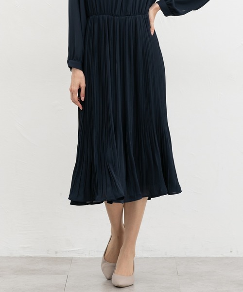 Honeys（ハニーズ）の「ボウタイワンピース（ワンピース・レディース・ブラウン系その他/ブルー/ネイビー/ブラック×グレー・M/LL/L/3L/S）」の8枚目の写真