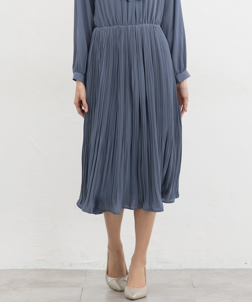 Honeys（ハニーズ）の「ボウタイワンピース（ワンピース・レディース・ブラウン系その他/ブルー/ネイビー/ブラック×グレー・M/LL/L/3L/S）」の11枚目の写真