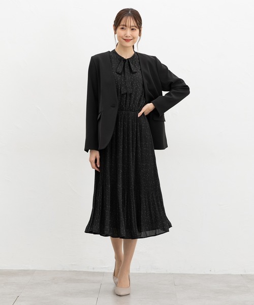 Honeys（ハニーズ）の「ボウタイワンピース（ワンピース・レディース・ブラウン系その他/ブルー/ネイビー/ブラック×グレー・M/LL/L/3L/S）」の12枚目の写真